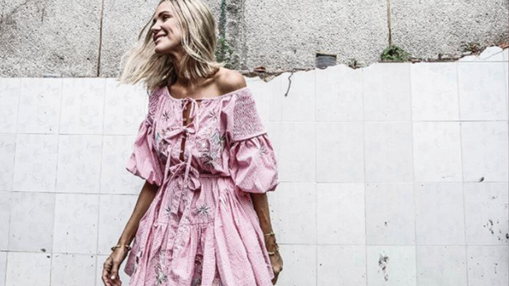 innika choo pink dress Linen Mini Dress