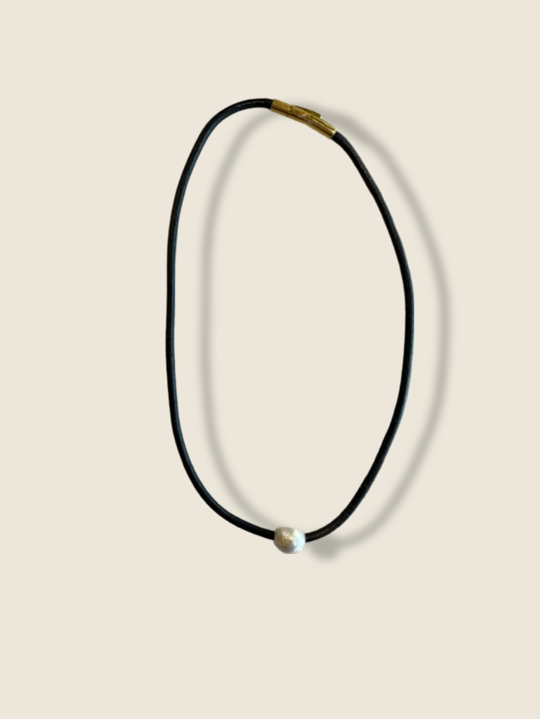 Fresh Water Pearl on Kangaroo Leather - Necklace - Hearth Co
