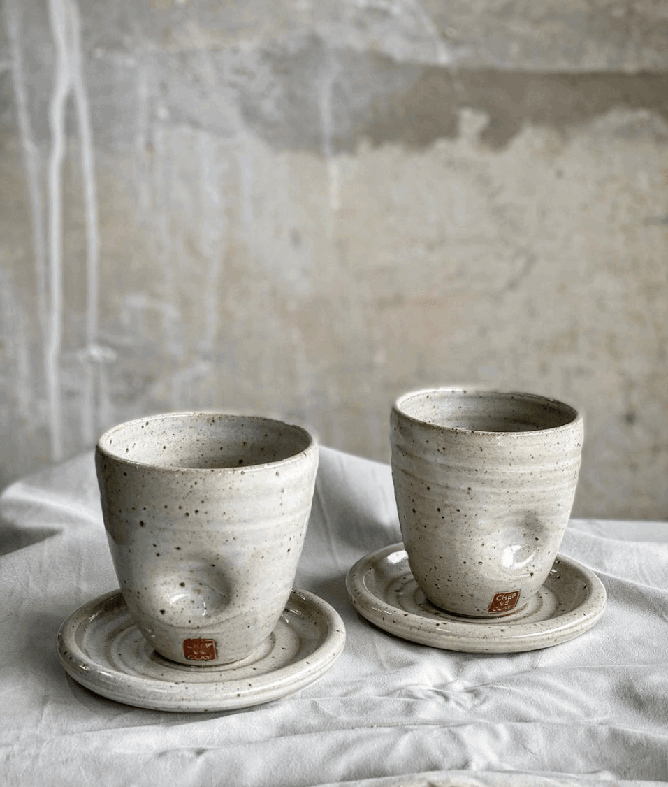 Chef vs Clay 8 oz Latte Cup and Saucer Set