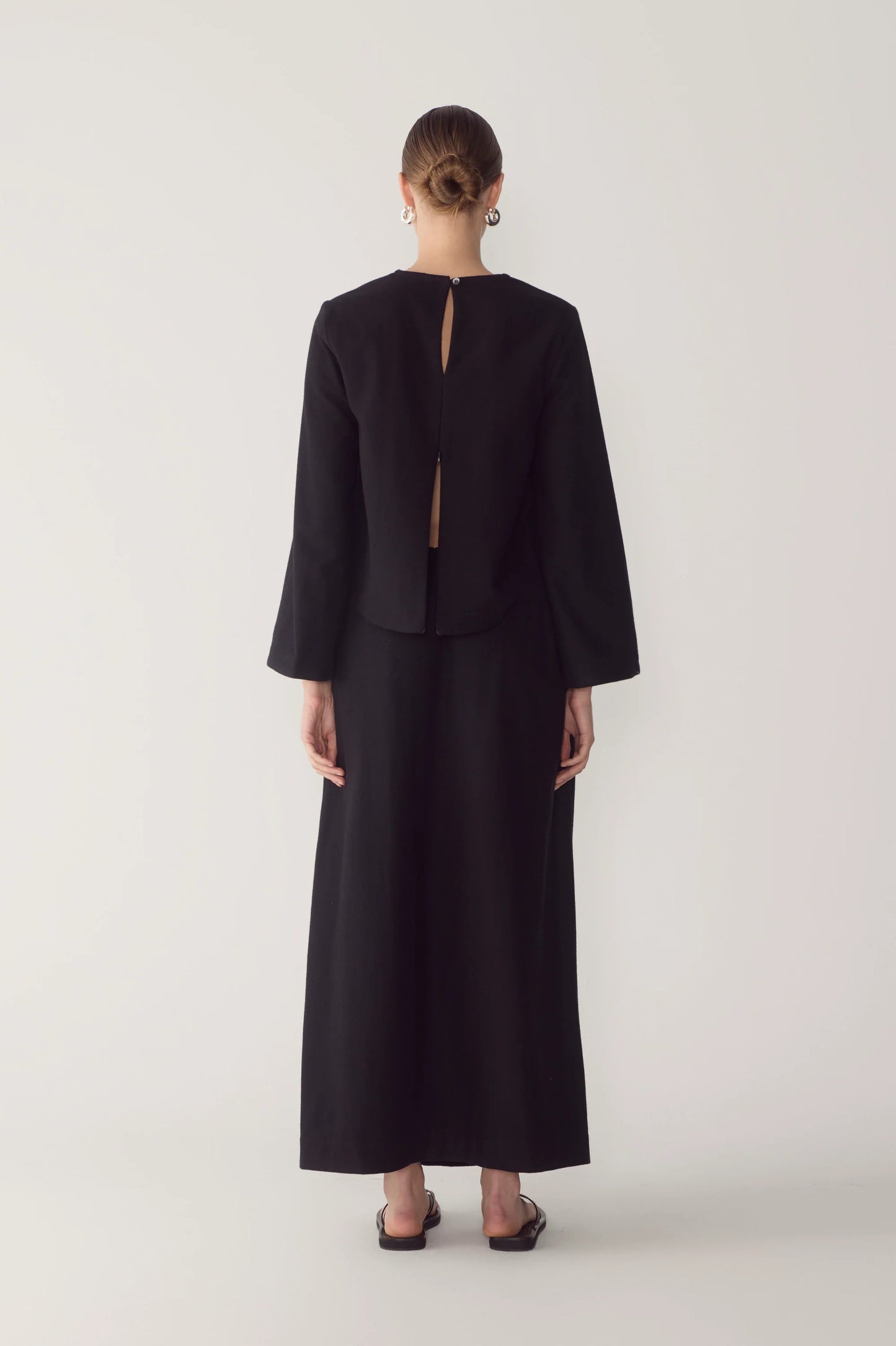 Simone Skirt | Black Wool Blend - Hearth Co
