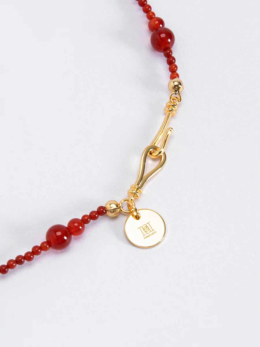 ANNALOCH Arcen Beaded Necklace - Red Agate