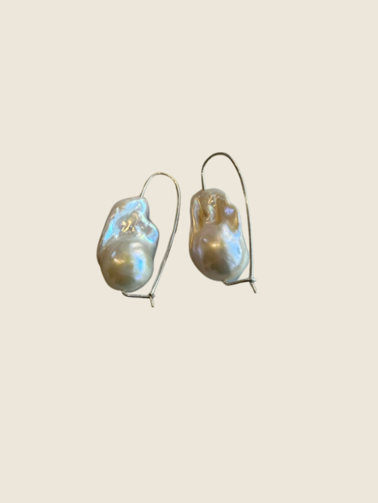Large Baroque Pearl Earring - Silver - Hearth Co