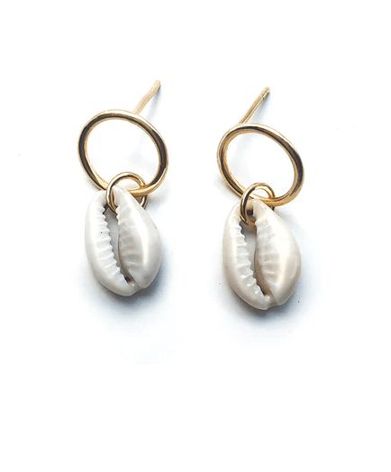 Pigna Natural Cowrie Shell Earrings - Hearth Co
