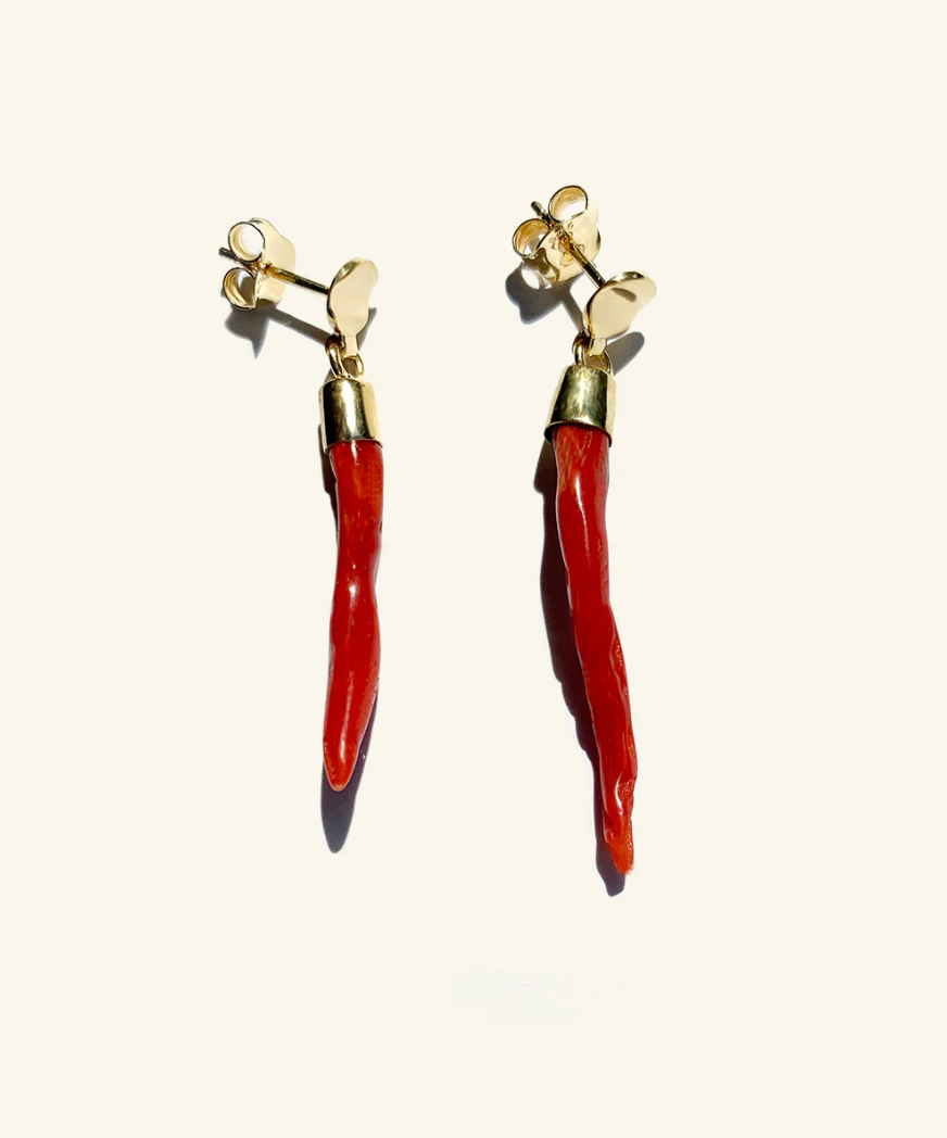 Pigna Venus Coral Horn Earrings - Hearth Co