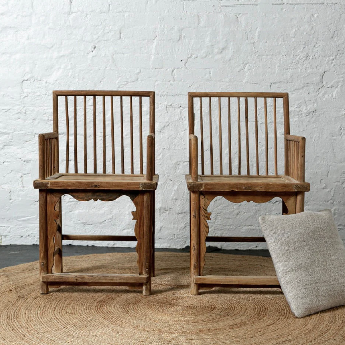 Square Top Antique Chairs from China - pair - Hearth Co