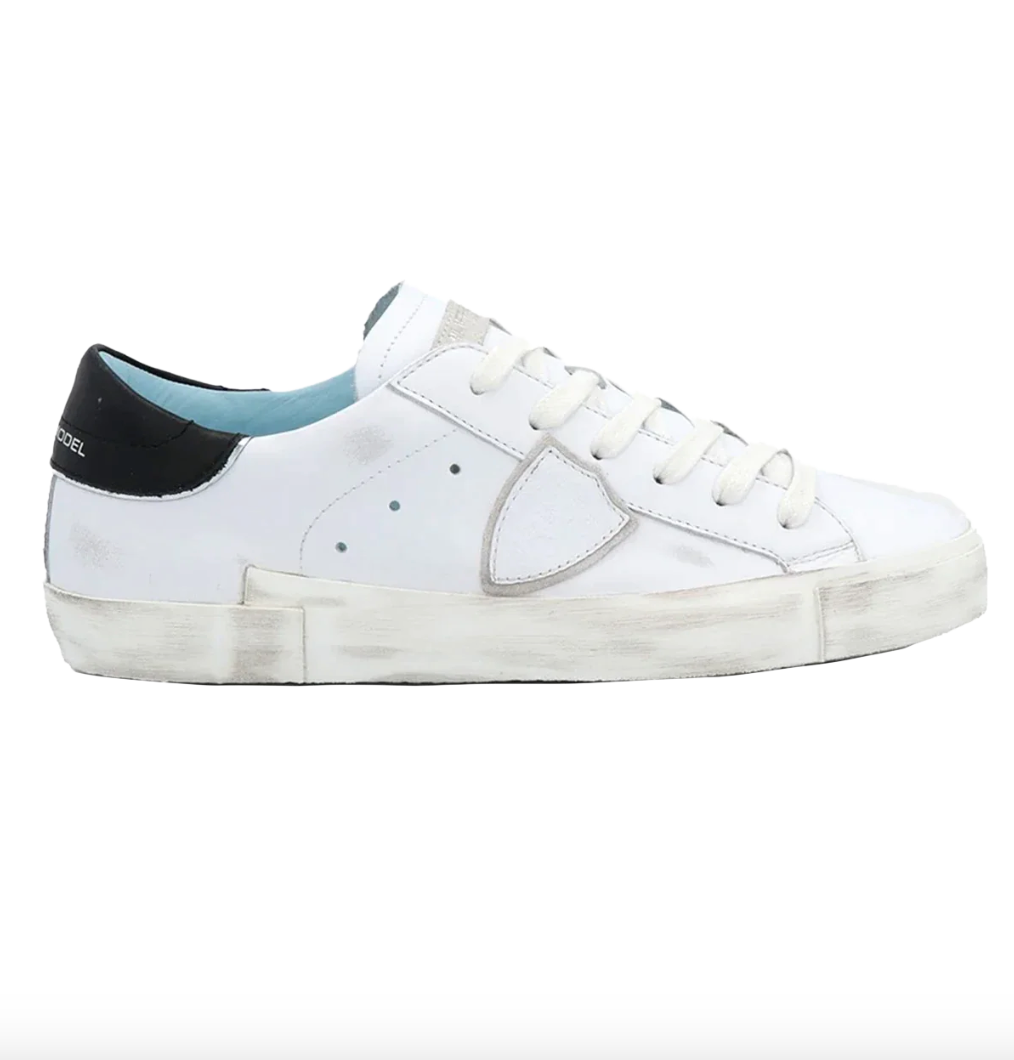 Philippe Model PRSX Low Woman in Veau Blanc Noir Sneaker - Hearth Co