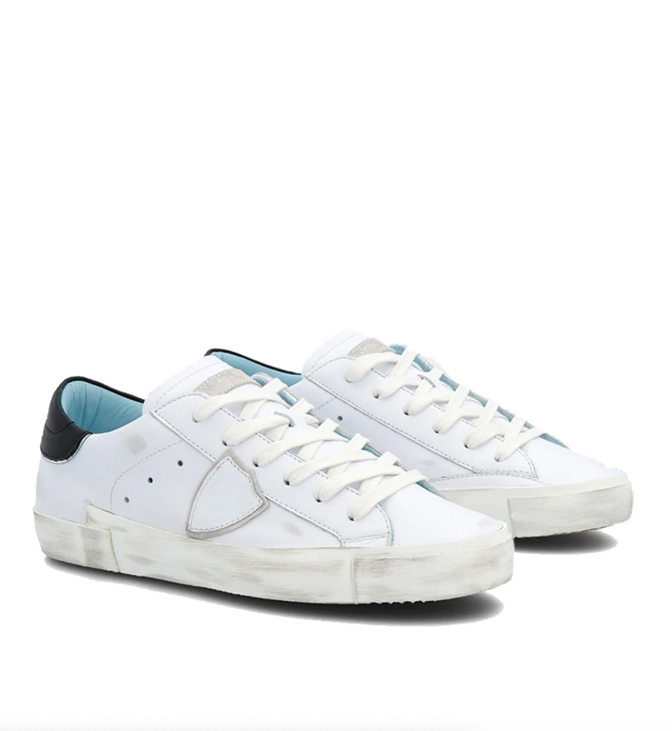 Philippe Model PRSX Low Woman in Veau Blanc Noir Sneaker - Hearth Co