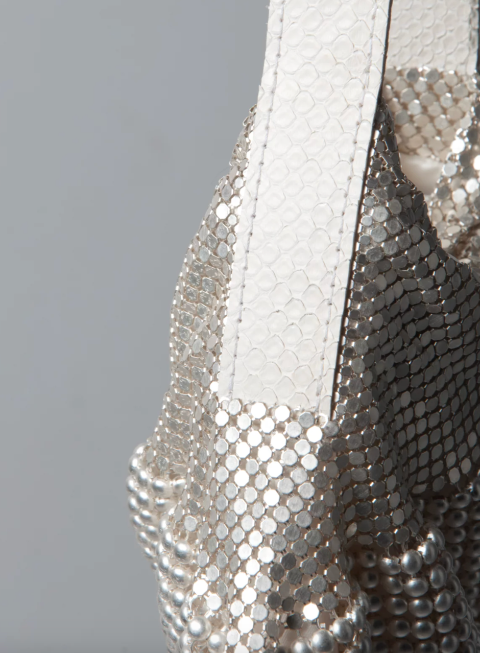 Laura B Vittoria White Mesh Bag