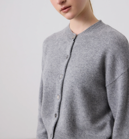 Boxy Cashmere Cardigan - Grey Marle