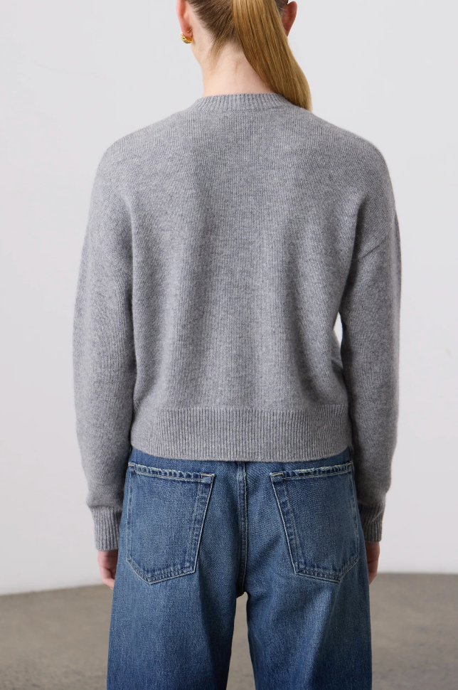 Boxy Cashmere Cardigan - Grey Marle
