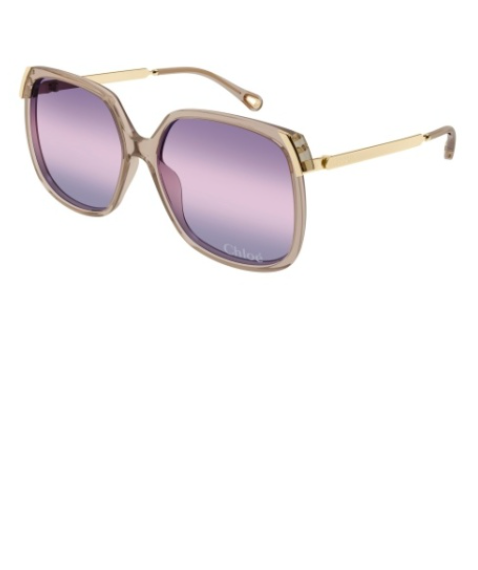 Chloe Sunglasses Square Frame - Brown With Violet Lens