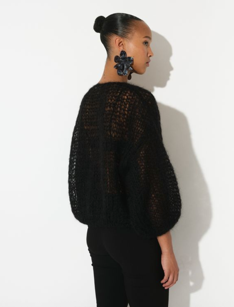 Maiami Light Mohair Bomber Cardigan - Black