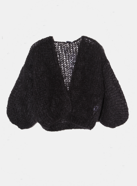 Maiami Light Mohair Bomber Cardigan - Black