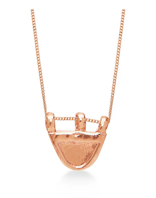 Zaza Fine Rose Gold Necklace With Ancient Oval Amulet