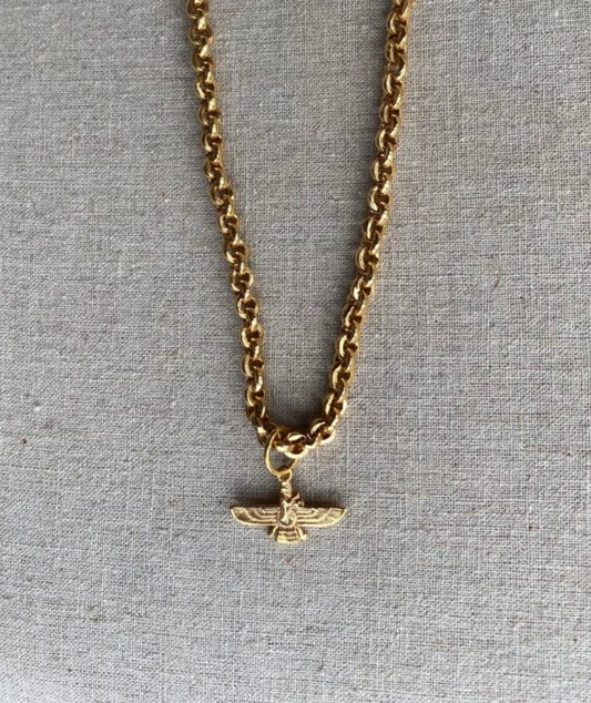 Zaza 24K Belcher Necklace wtih Persian King Pendant