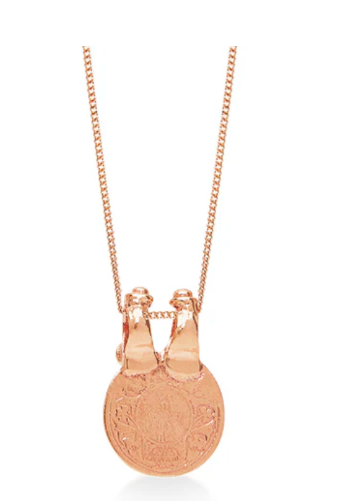 Zaza Double Clasp Coin Fine Necklace Rose Gold