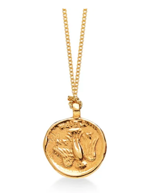 Zaza Ancient Goddess of Good Luck Coin Gold Necklace