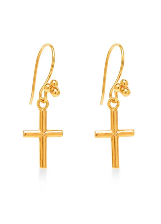 Zaza Gold Cross Earring