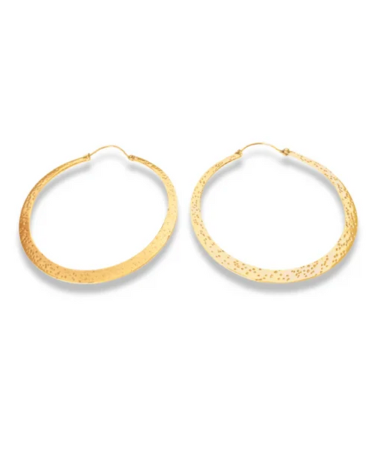 Zaza Gold Handbeaten Hoop Earrings