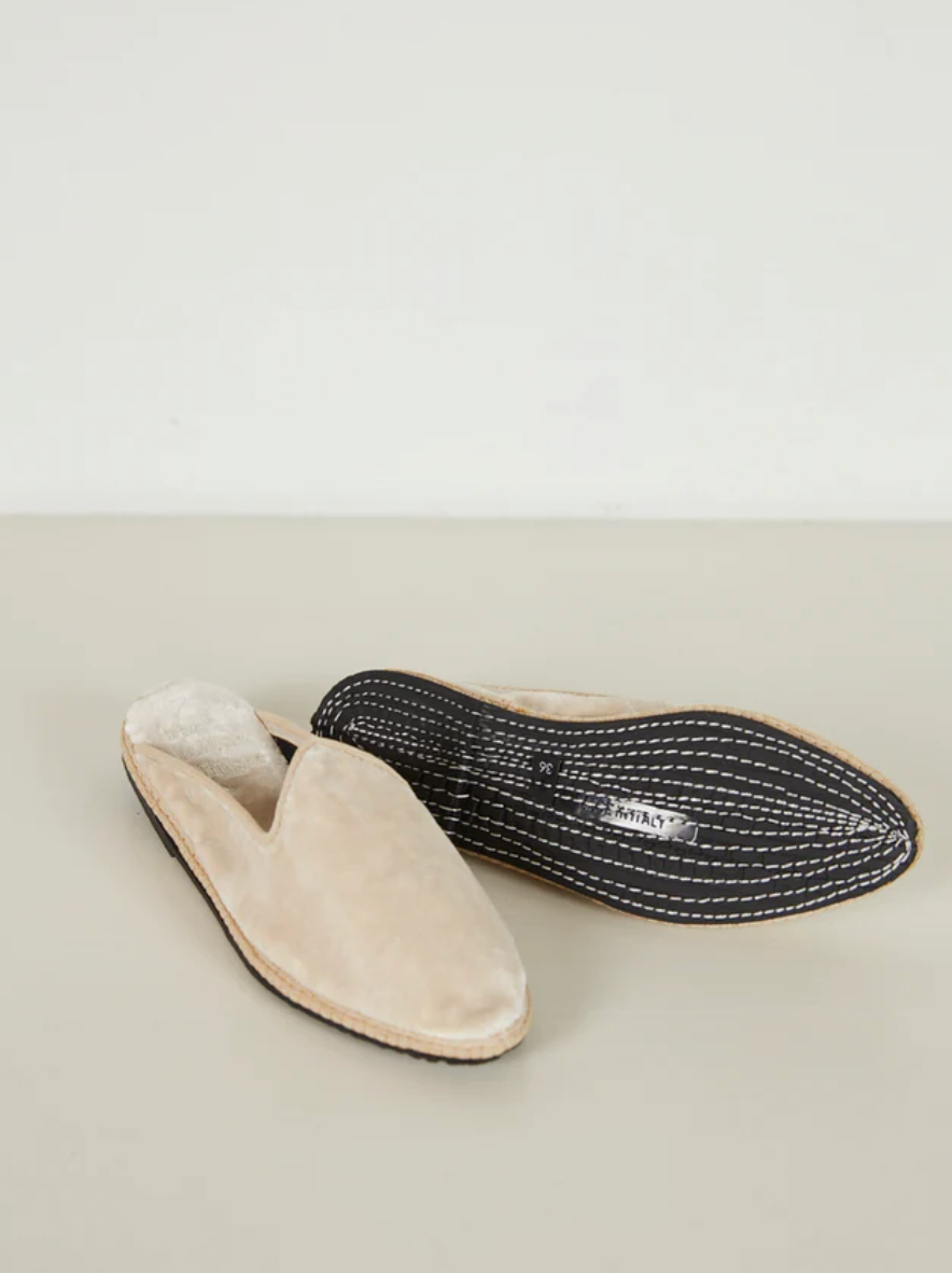 Italian Slipper Co Sunday Shoe - Velluto Panna
