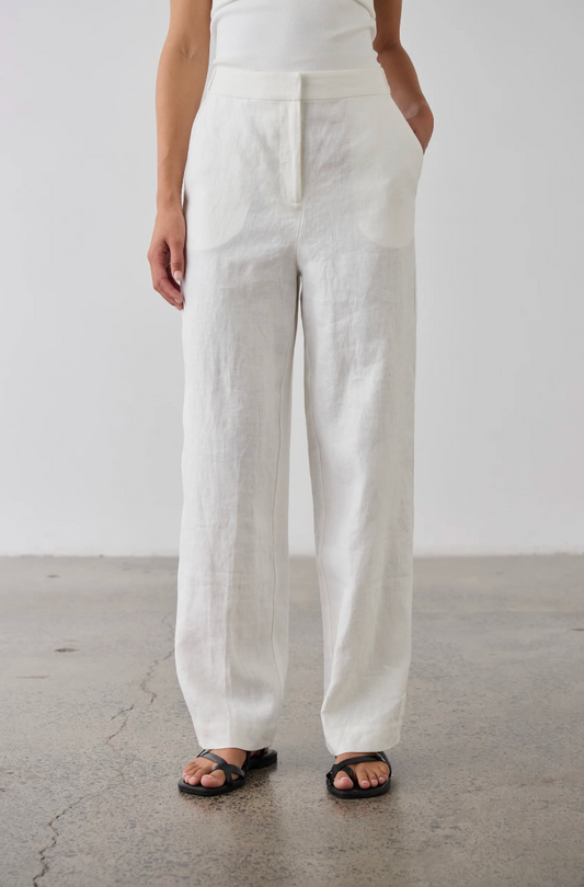100% Linen Wide Leg Pant with Tab Cuff