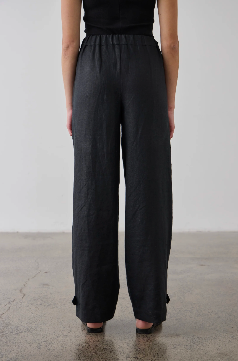 100% Linen Wide Leg Pant with Tab Cuff