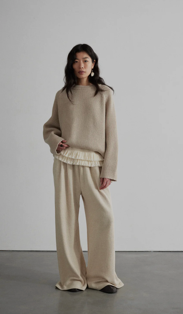 Savane Pleated Track Pant - Sand