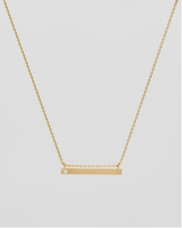 Diamond Bar Necklace - Gold