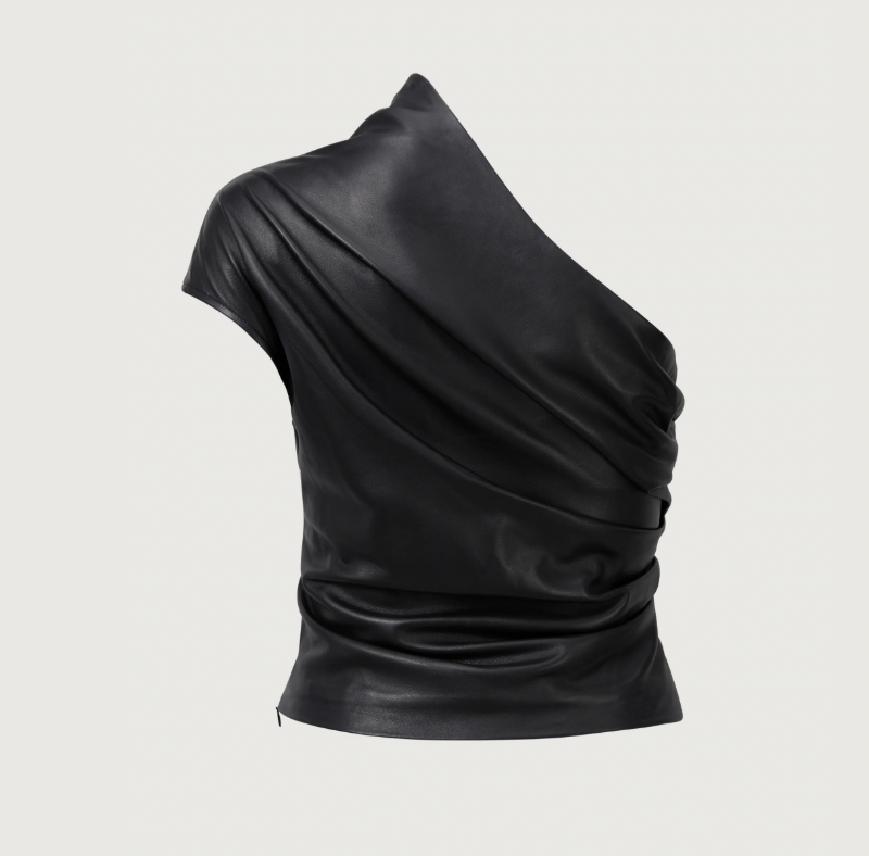 Vanja Leather One Shoulder Top - Hearth Co
