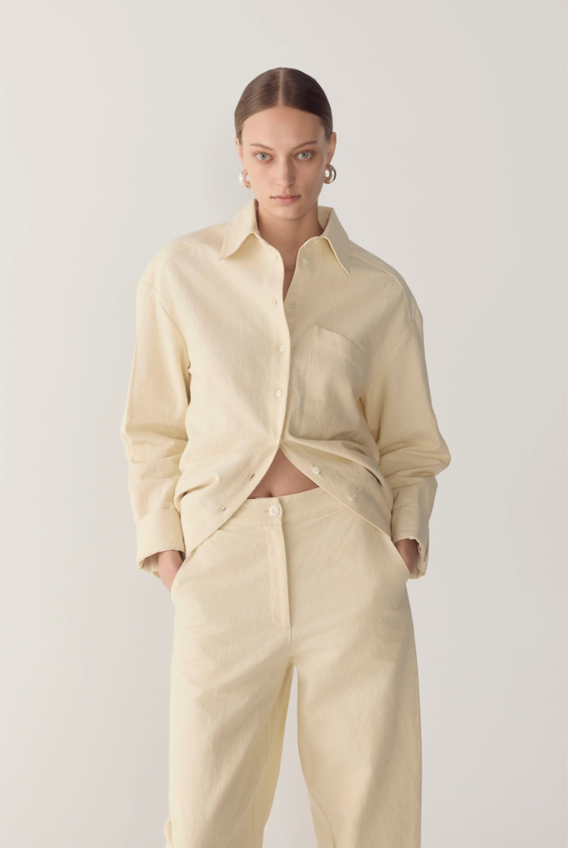 Andrea Shirt | Bone Cotton Linen - Hearth Co