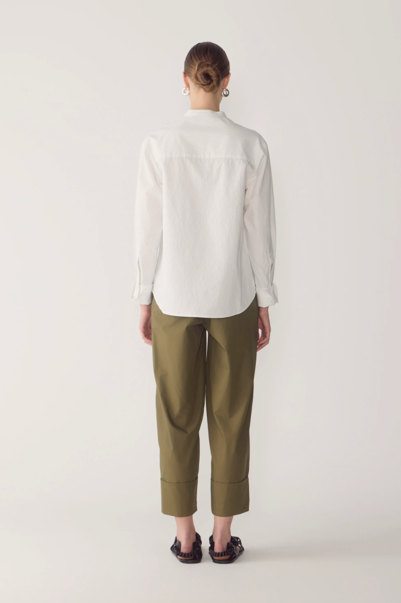 Jordyn Shirt | White Pinstripe Poplin - Hearth Co