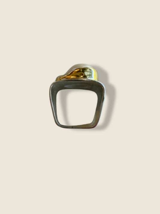 Square Baroque Pearl Ring