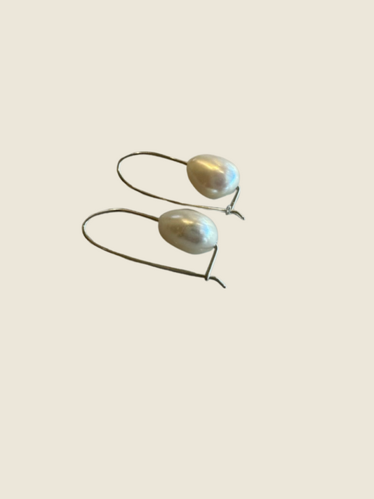 Fresh Water Pearl Earrings - Silver
