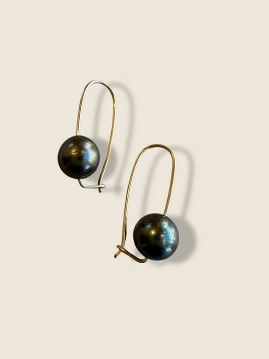 Tahitian Pearl Earrings - Dark