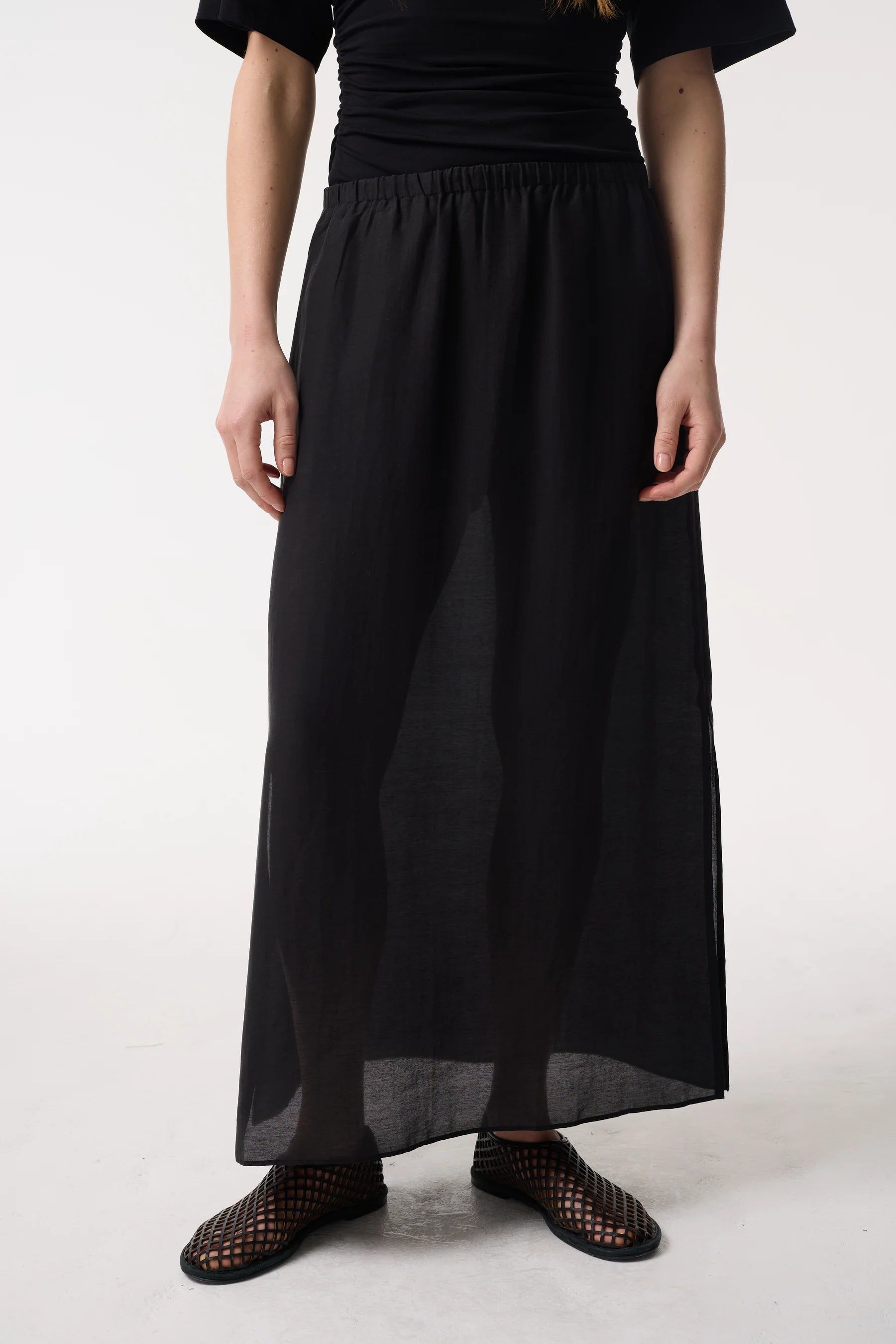 Raya Sheer Black Skirt - Hearth Co