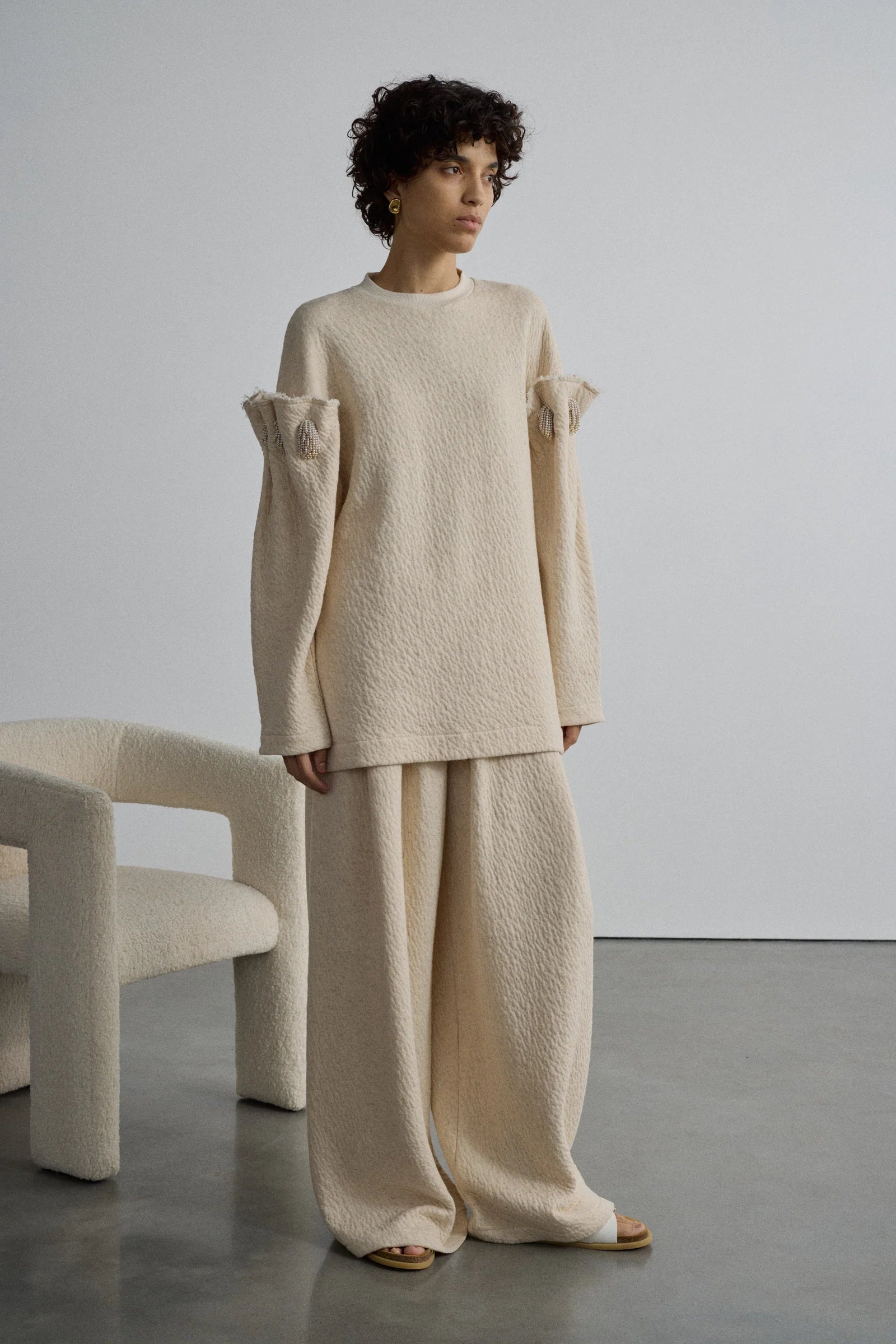 Savane Pleated Track Pant - Sand - Hearth Co