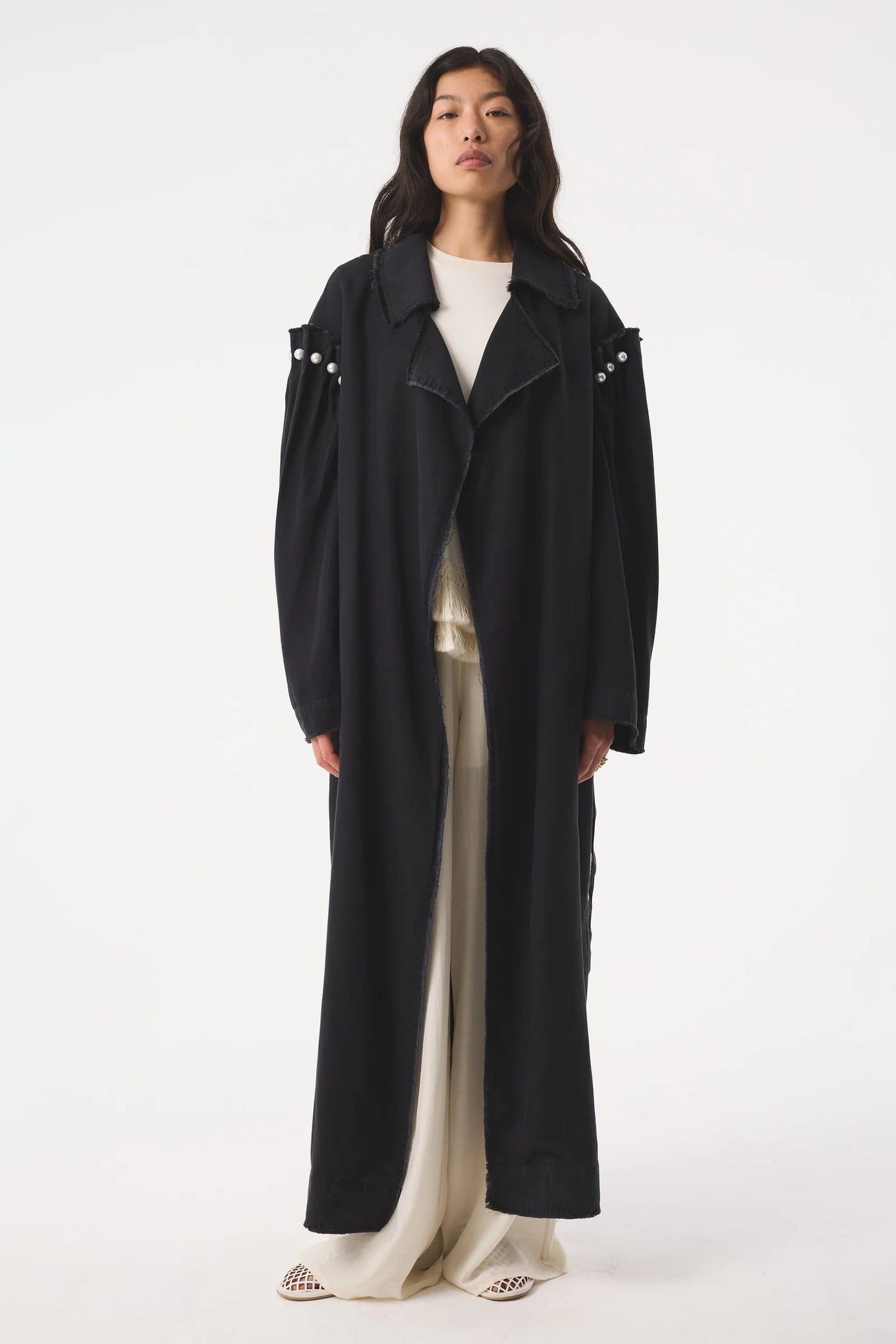 Rocia Washed Black Trench Coat - Hearth Co