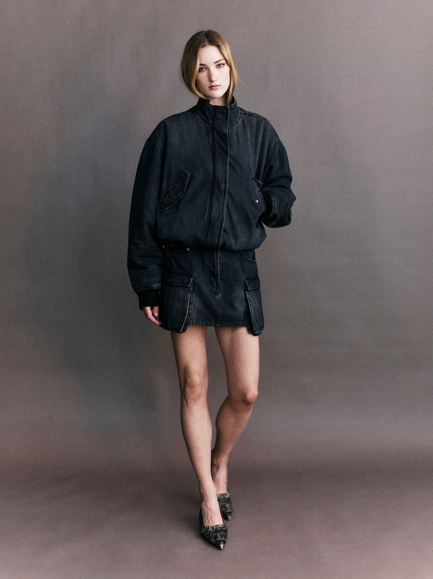 Alexei Cropped Denim Bomber