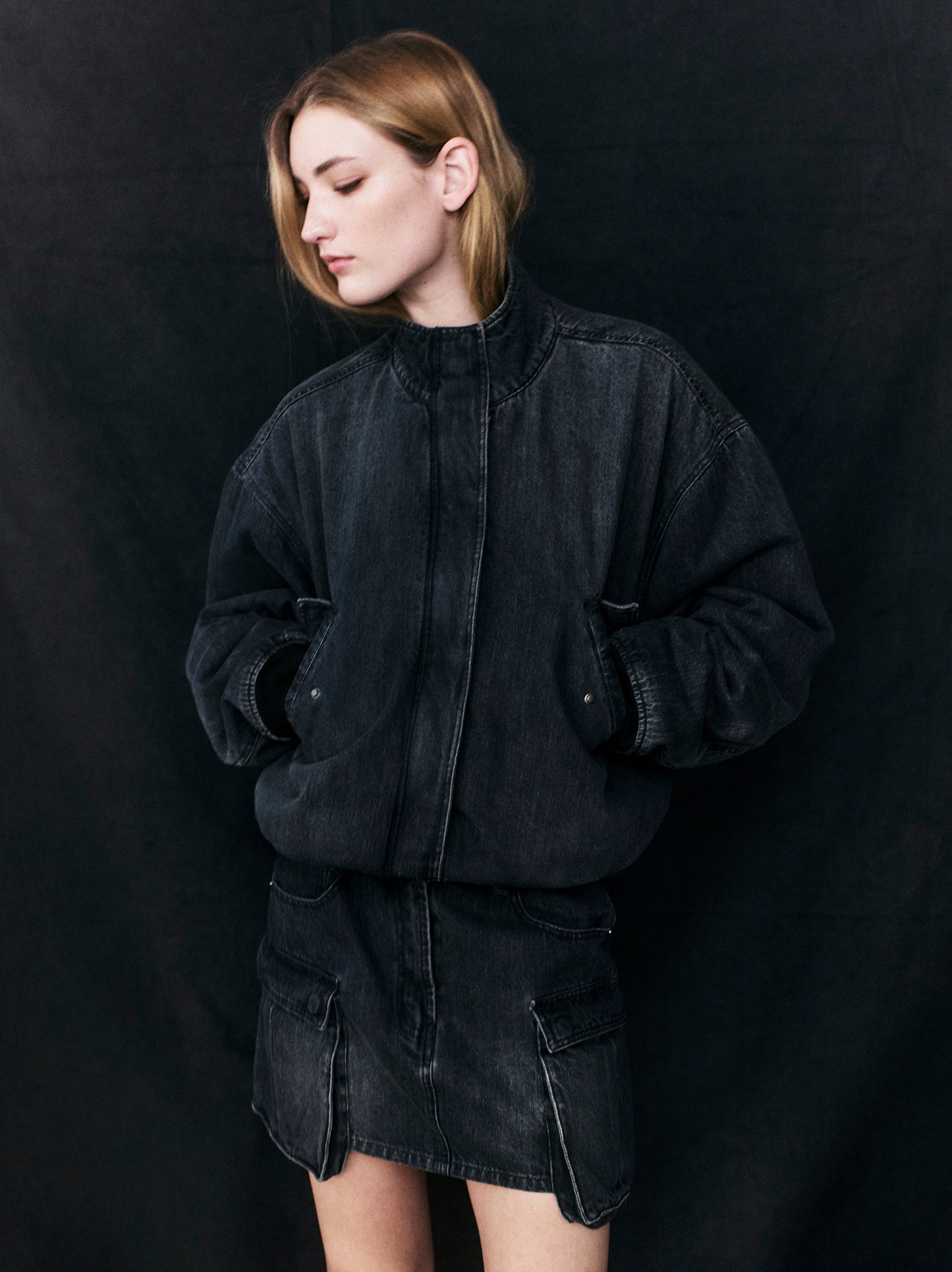 Alexei Cropped Denim Bomber