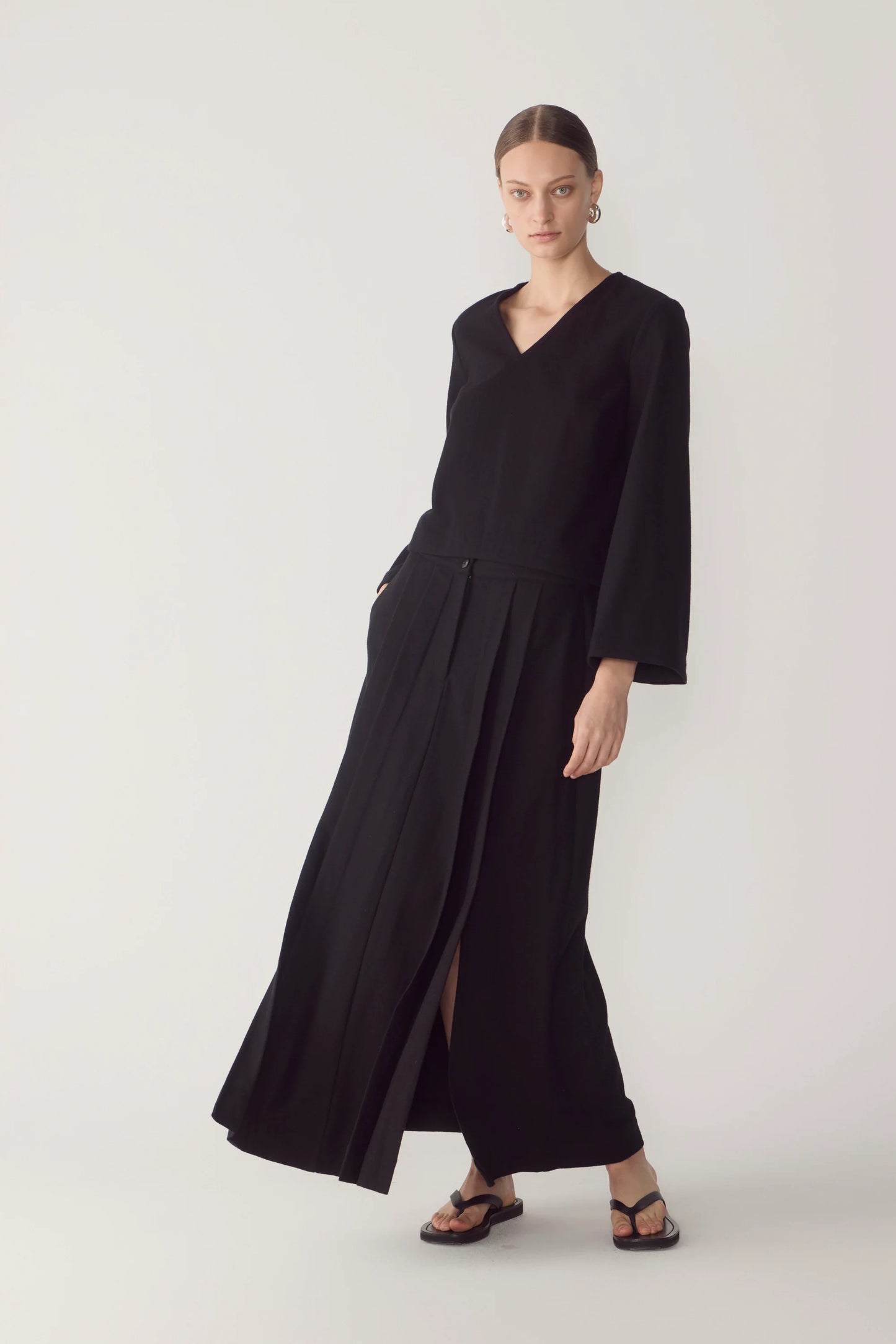 Simone Skirt | Black Wool Blend - Hearth Co