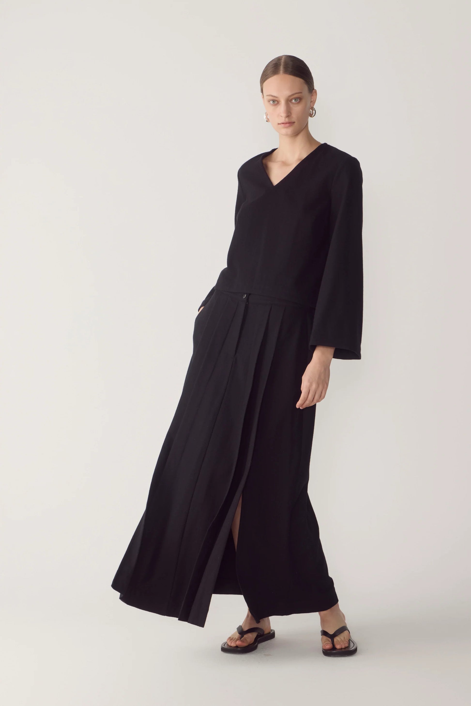 Simone Skirt | Black Wool Blend - Hearth Co