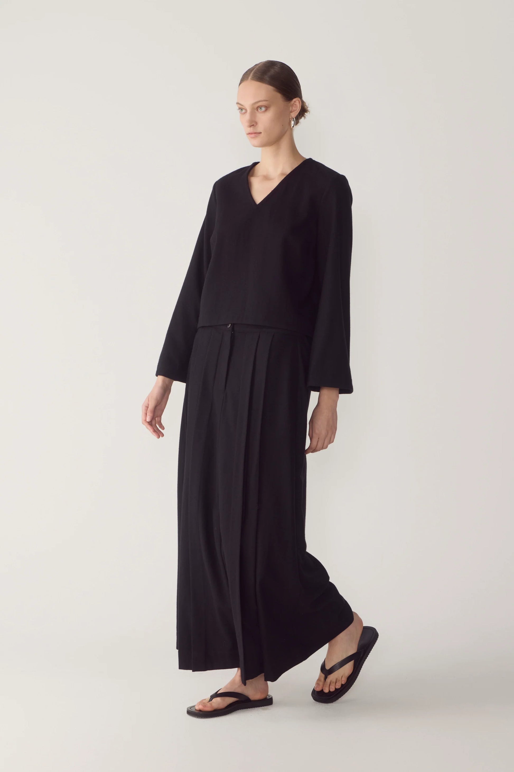 Simone Skirt | Black Wool Blend - Hearth Co