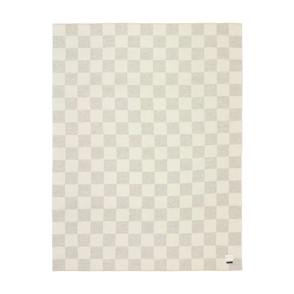 BLACKSAW Crosby Heirloom Blanket - Zero Dye - Light Heather and Ivory Check - Hearth Co