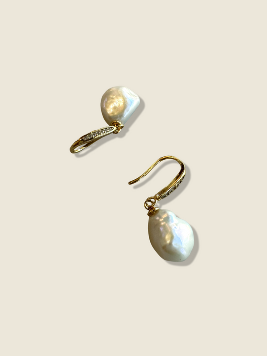 Keshi Pearl 22k Gold-Plated Earrings