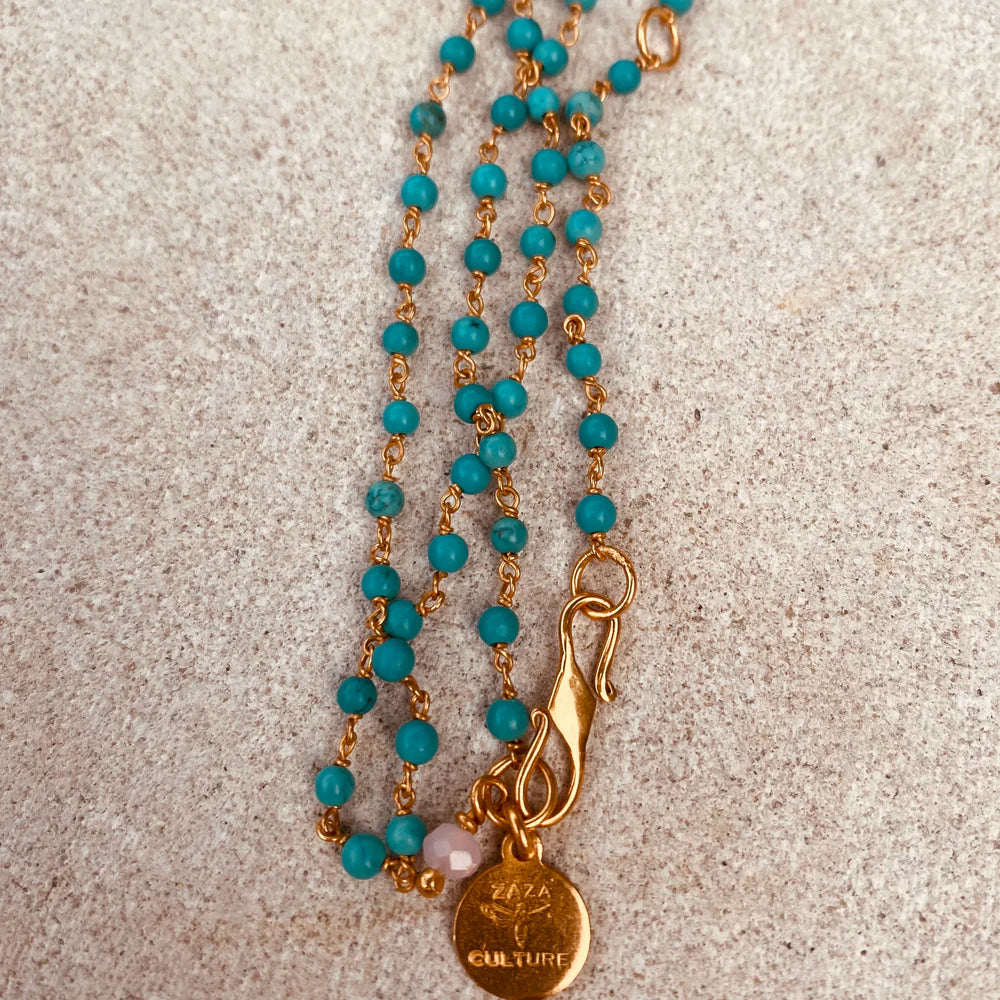 Zaza Fine Turquoise Semi Precious Bead Necklace
