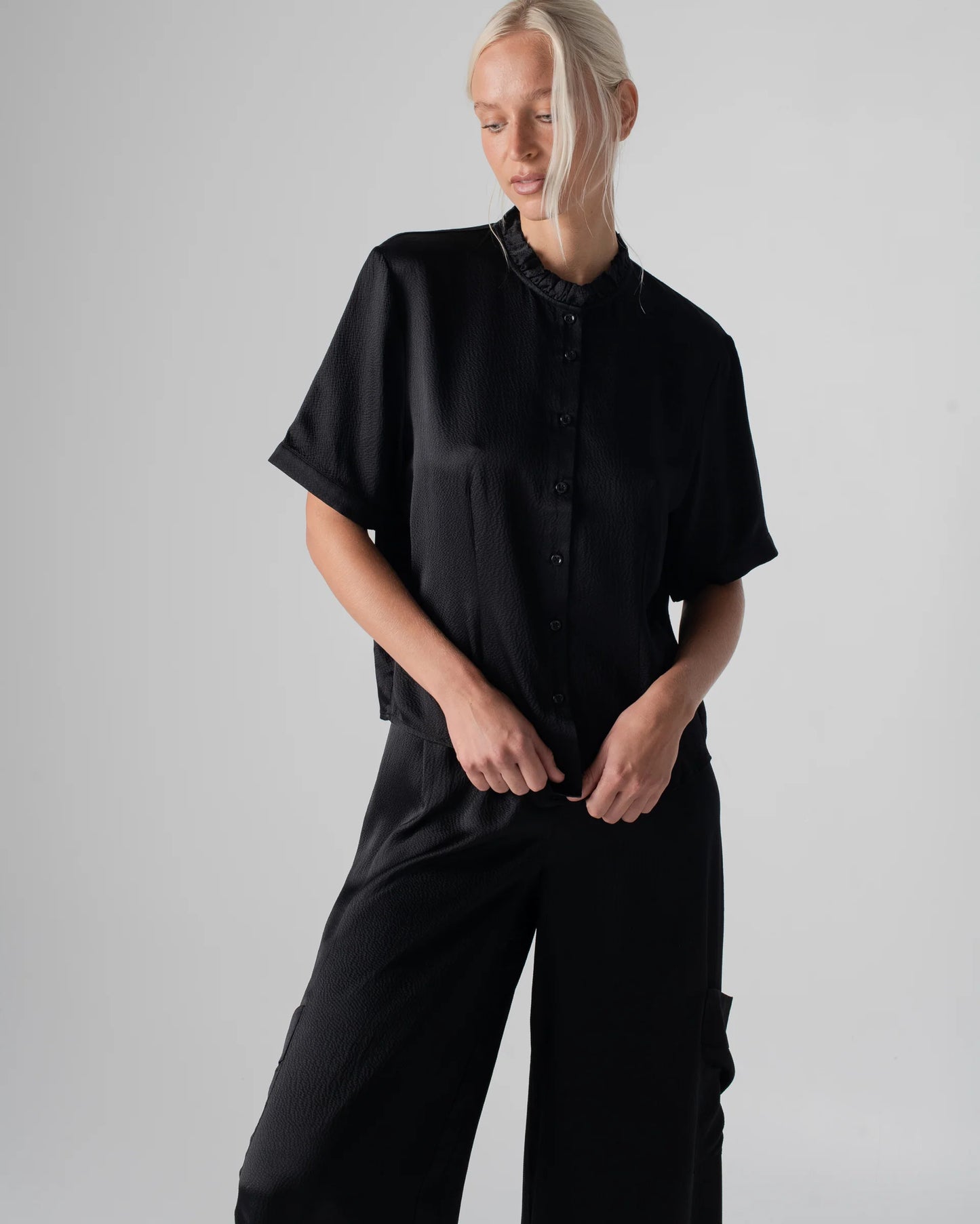 Hammered Silk Frill Shirt