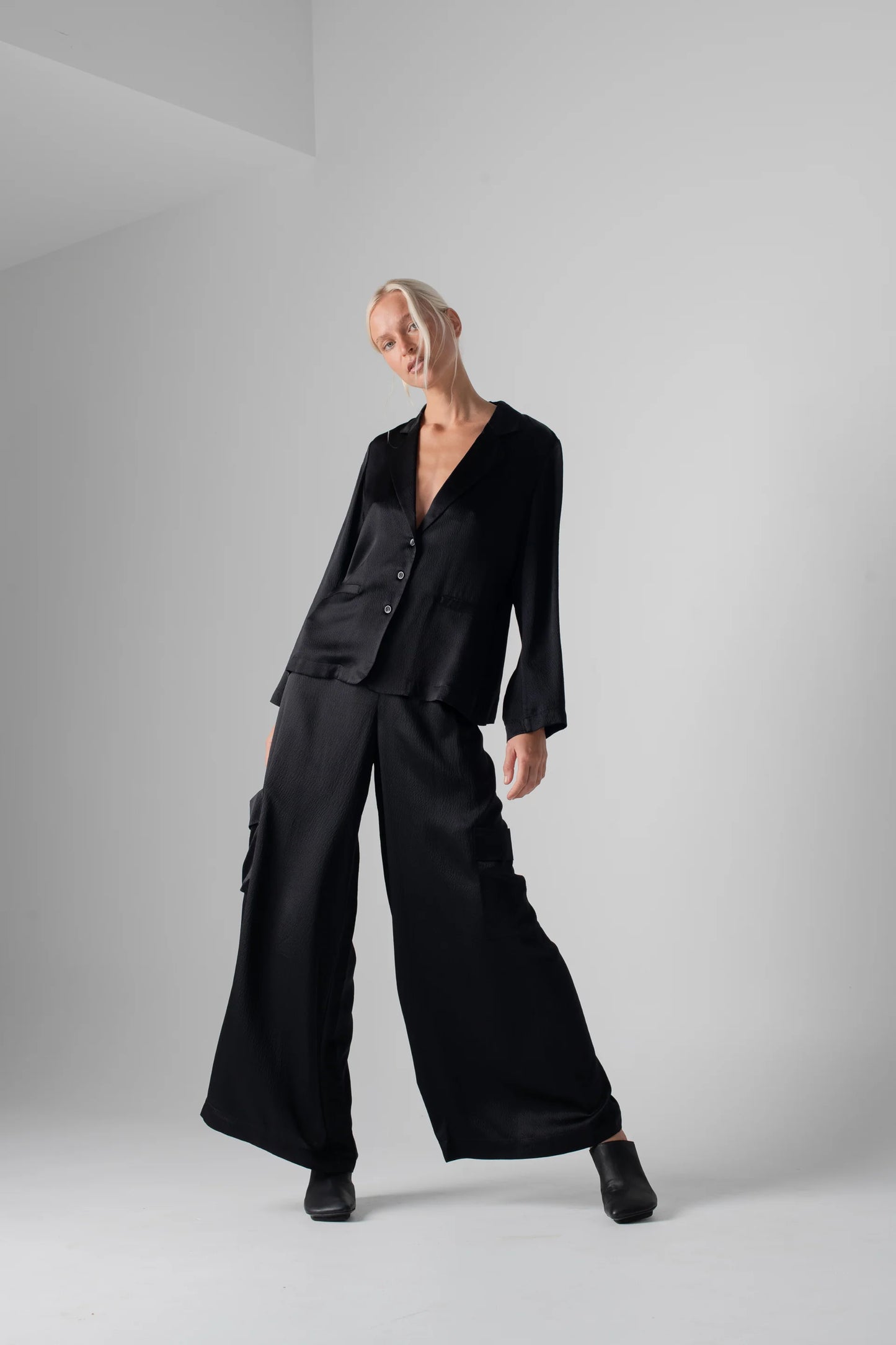 Hammered Silk Cargo Pant