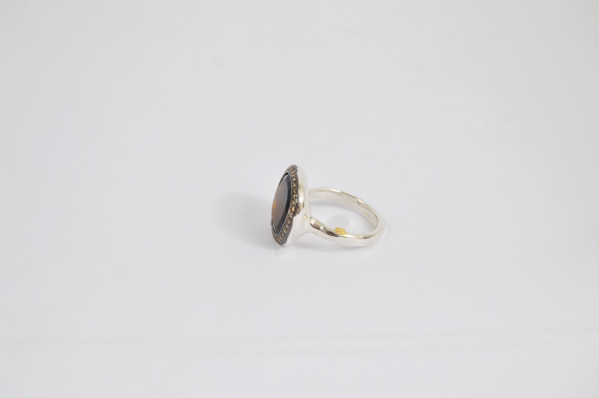 Rosa Maria Junya Ring (Round Cut) — Honey Quartz, Cognac Diamond & Sterling Silver - Hearth Co