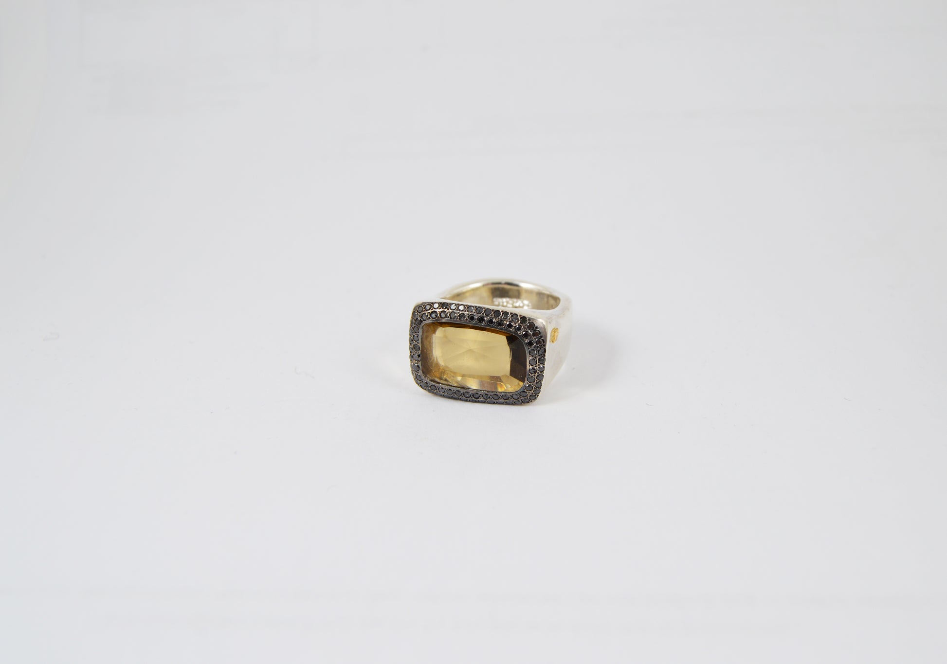 Rosa Maria Lussi Ring — Honey Quartz, Black Diamond & Sterling Silver - Hearth Co
