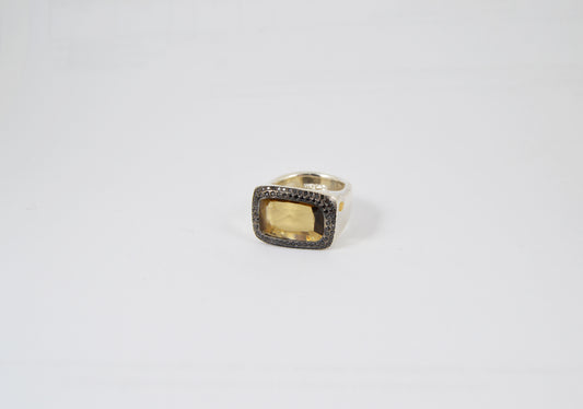 Rosa Maria Lussi Ring — Honey Quartz, Black Diamond & Sterling Silver - Hearth Co